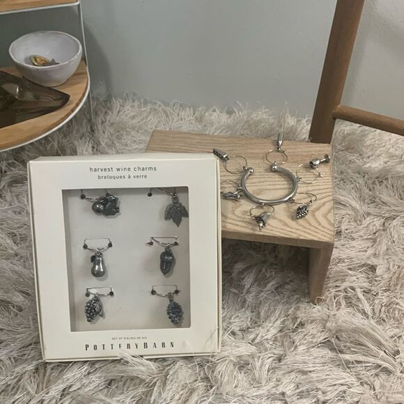 Pottery Barn Metal Harvest Wine Charms Set Of 6 Charms - Picture 1 of 12